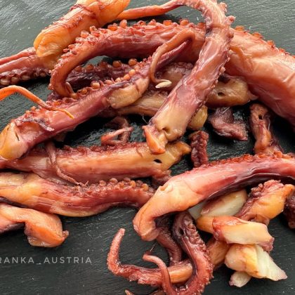 Kaltgeräucherte Tintenfischtentakel