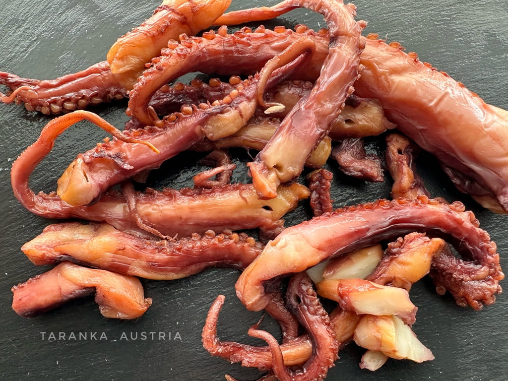 Kaltgeräucherte Tintenfischtentakel